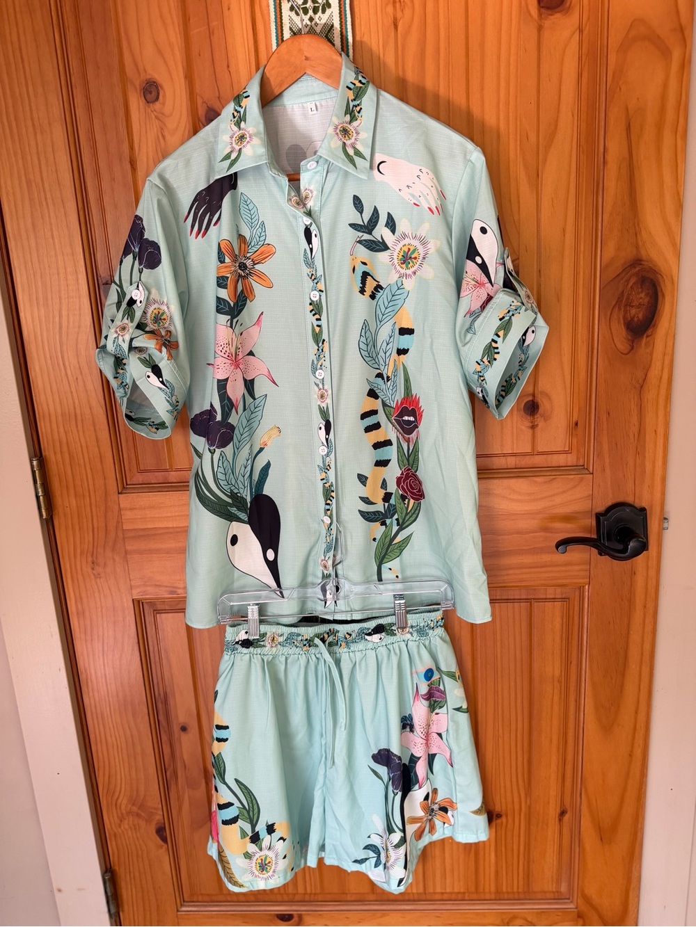 Women’s Floral & Animal Print Lounge Set - Mint